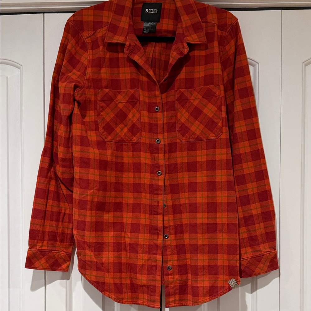5.11 Tactical Red Plaid flannel Casual Button Down Shirt large‎